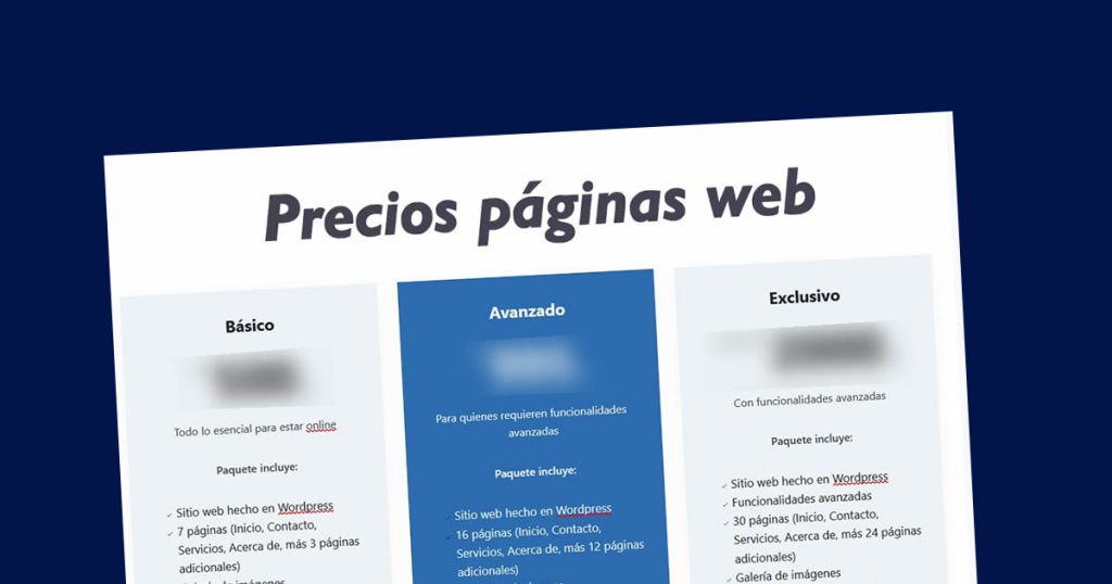 Precios pagina web en republica Dominicana
